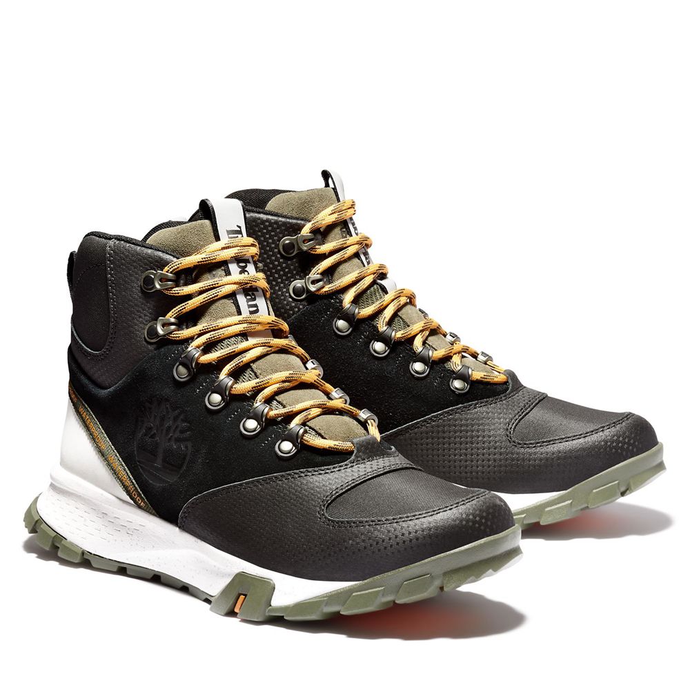 Timberland Mens Hiking Boots Garrison Trail Waterproof High - Black/Olive - India UR5270981